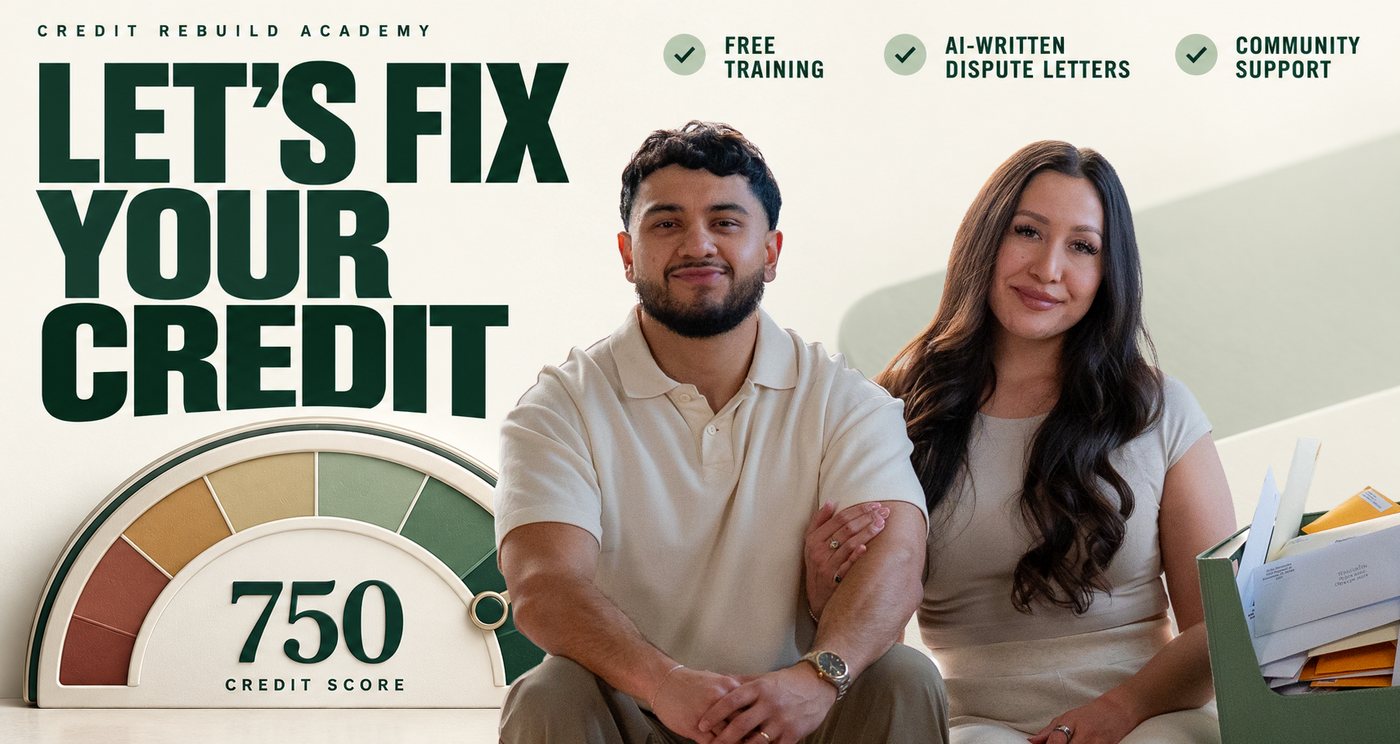 Let's fix your credit. Free training, AI-written dispute letters and community support.